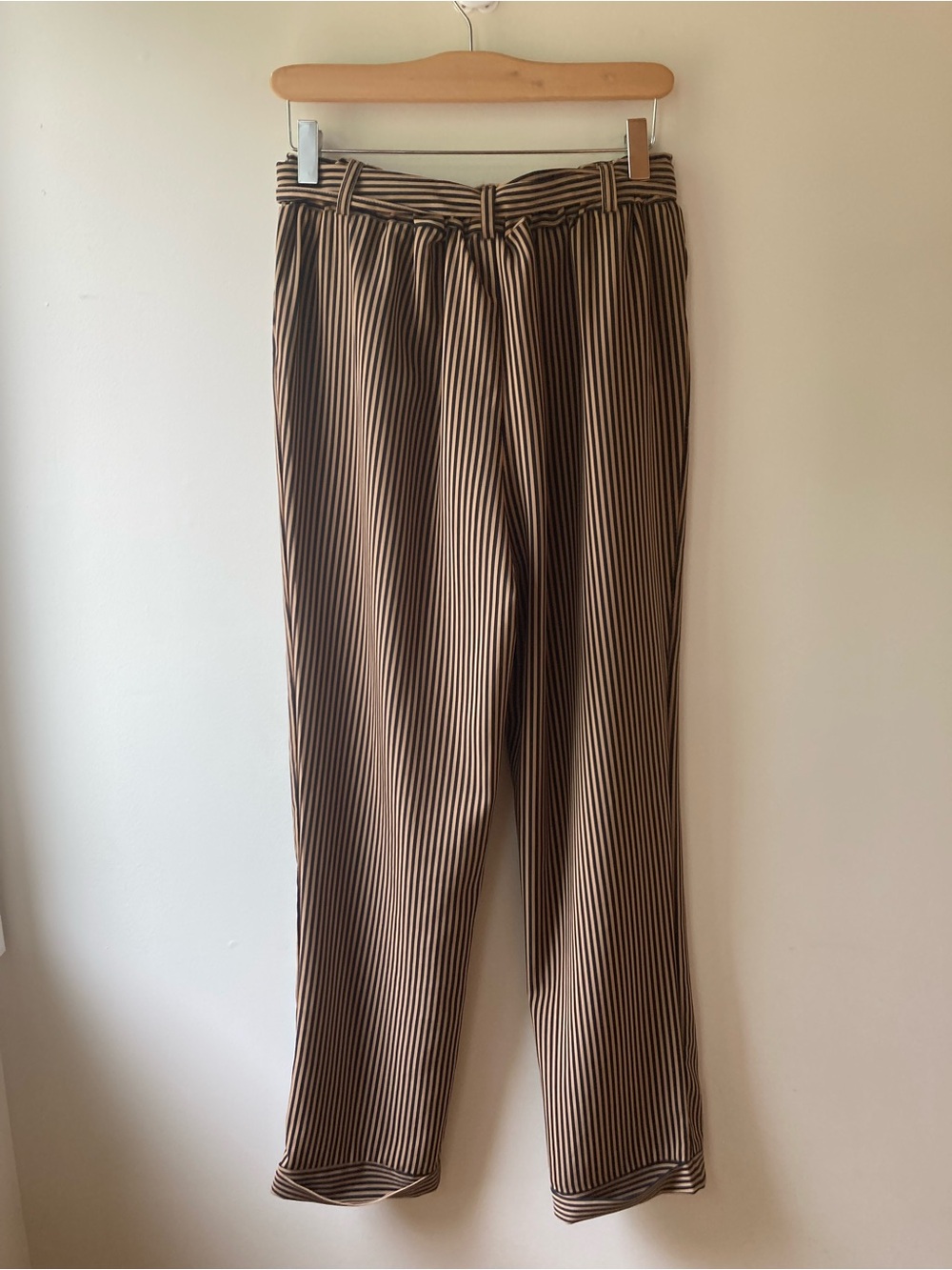 Dex Brown and Black Pin Striped Tie-Waist Trouser Pant - Picture 3 of 5